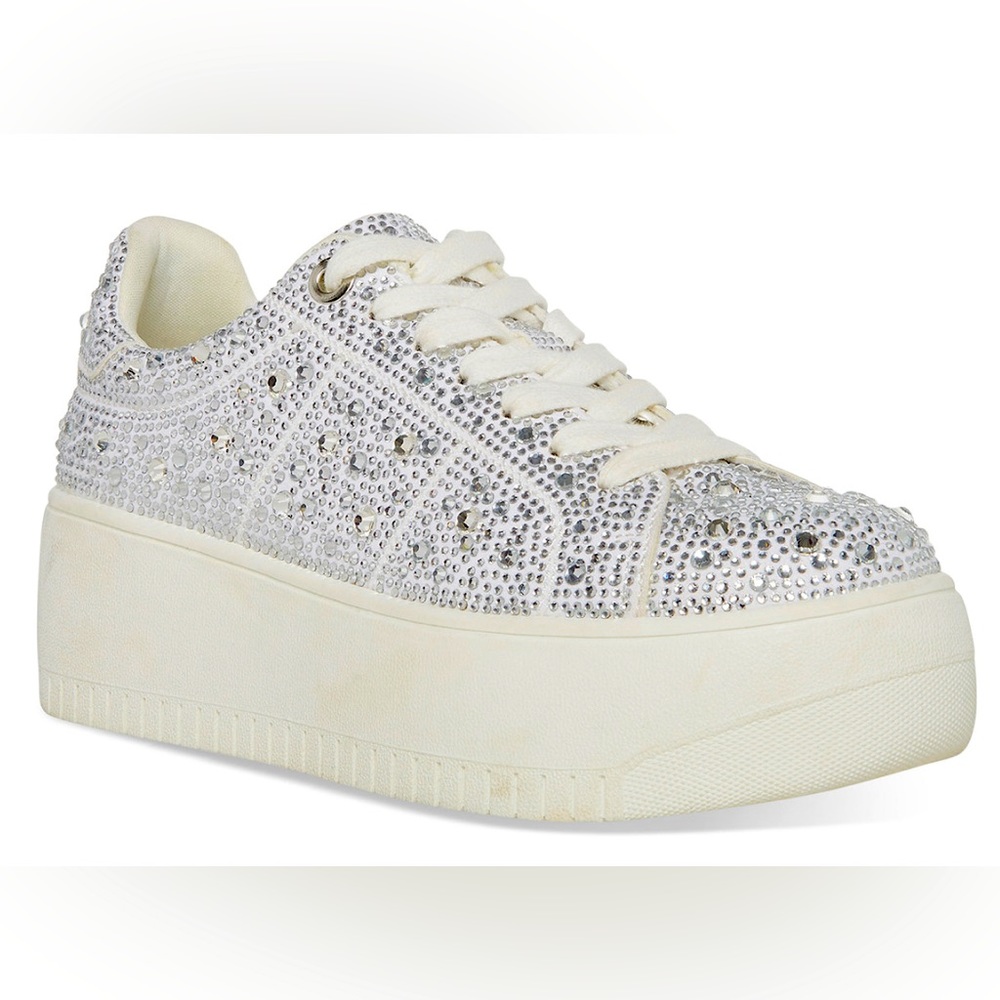 NEW, STEVE MADDEN, Women's Rockaway Rhinestone Lace-Up Platform Sneakers